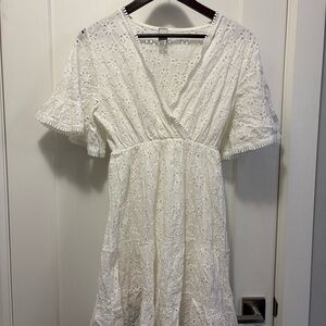 Chic White Embroidered Midi Dress